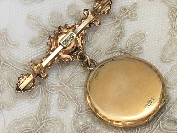 WINARD Gold Filled Locket Lapel Pin – Floral Etch… - image 8