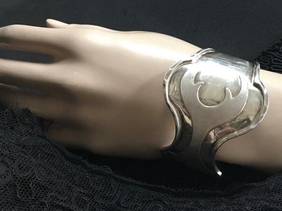 Wavy 925 Sterling Silver Wide Cuff Bracelet – Hig… - image 4