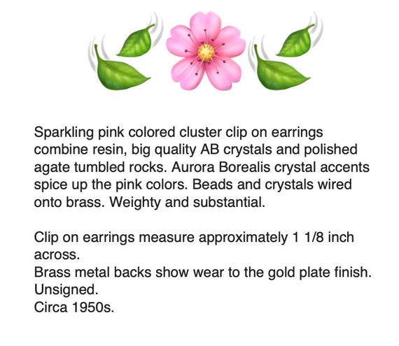 Pink Crystal Art Glass Cluster Clip On Earrings –… - image 2