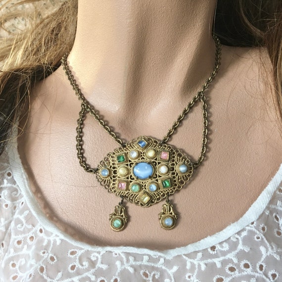 Antique Victorian Revival Festoon Necklace – Past… - image 4