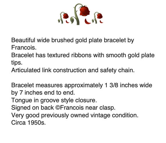 Francois Wide Gold Tone Linked Bracelet – High En… - image 2