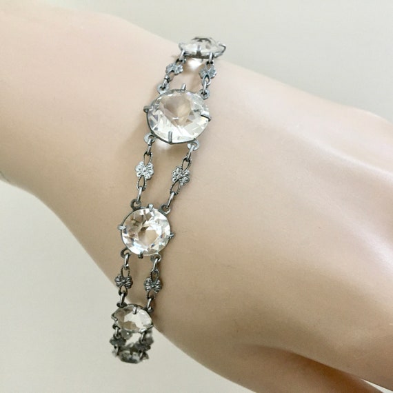 Antique Art Deco Bezel Set Rock Crystal Bracelet … - image 1