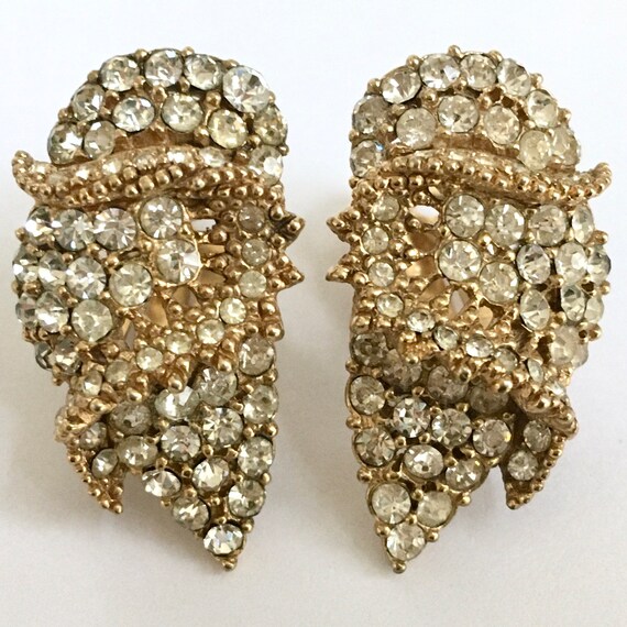 CINER Pavé Crystal Rhinestone Clip On Earrings – … - image 1