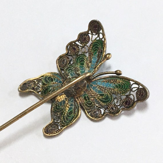 Chinese Export Butterfly Stickpin – Asian Silver … - image 6
