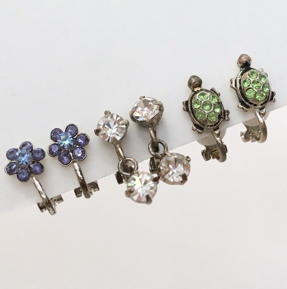 Small Clip On Earrings LOT – Three Dainty Pairs – 