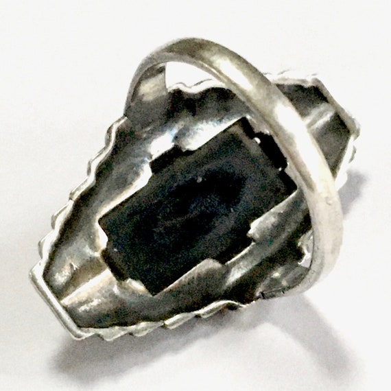 Art Deco Black Onyx & Marcasite Sterling Silver R… - image 9