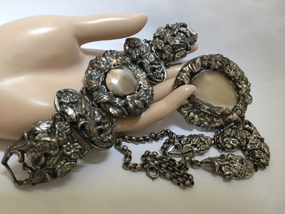NAPIER Repoussé Silverplate Festoon Necklace Panel