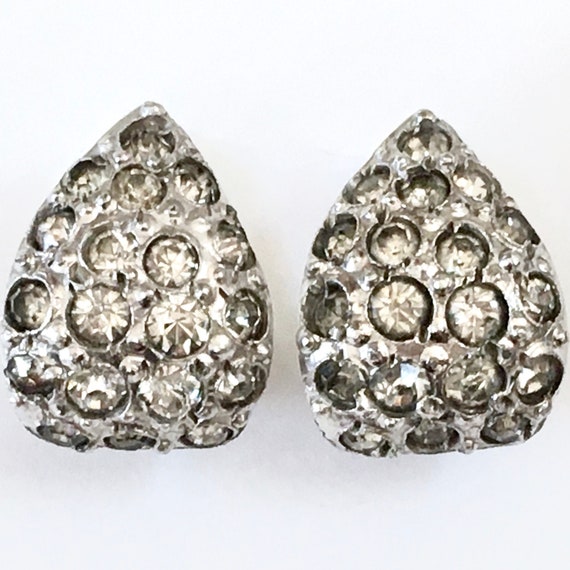 Coro Pavé Rhinestone Clip Earrings – Early Script… - image 1