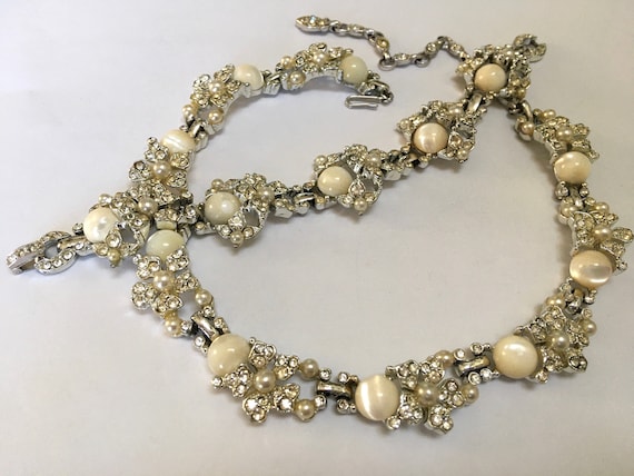 KRAMER Necklace Bracelet Set – Floral Rhinestone L