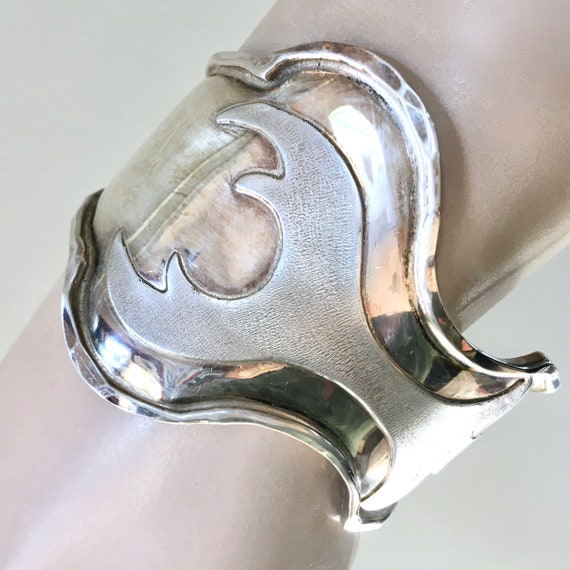 Wavy 925 Sterling Silver Wide Cuff Bracelet – Hig… - image 3