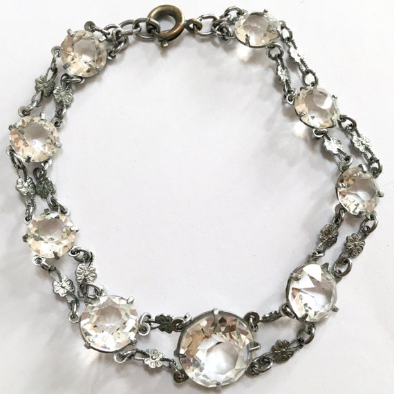 Antique Art Deco Bezel Set Rock Crystal Bracelet … - image 3