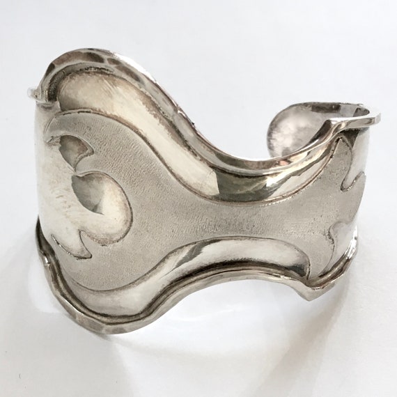 Wavy 925 Sterling Silver Wide Cuff Bracelet – Hig… - image 5