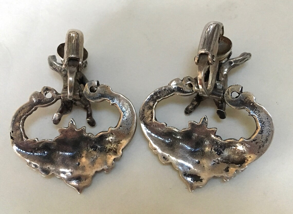 Cini Sterling Earrings Cherub Dangles Putti Silver Door Etsy
