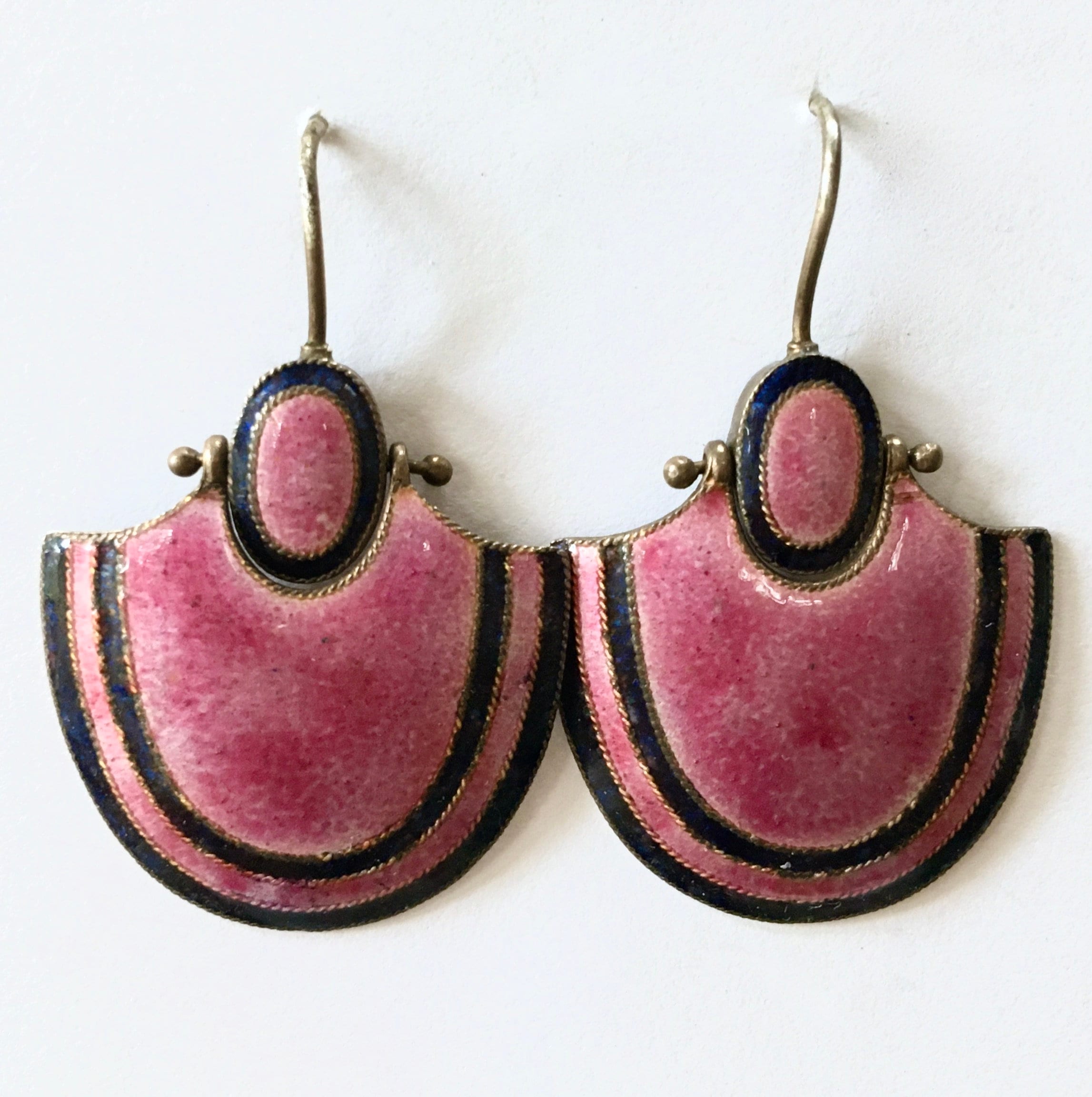 Buy Pink enamel hoop earrings by Zohra at Aashni and Co