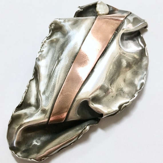 Avante-Garde Sterling Brooch – Large Silver Abstr… - image 4