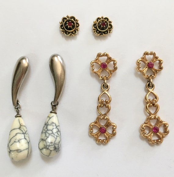 Post Stud Pierced Earring Lot – Three Pairs Vintag