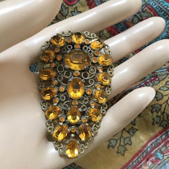 Czech Crystal Glass Art Deco Dress Clip – Large F… - image 3