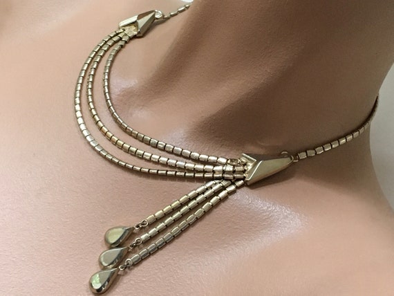 Coro Egyptian Teardrop Dangles Tassel Necklace – G