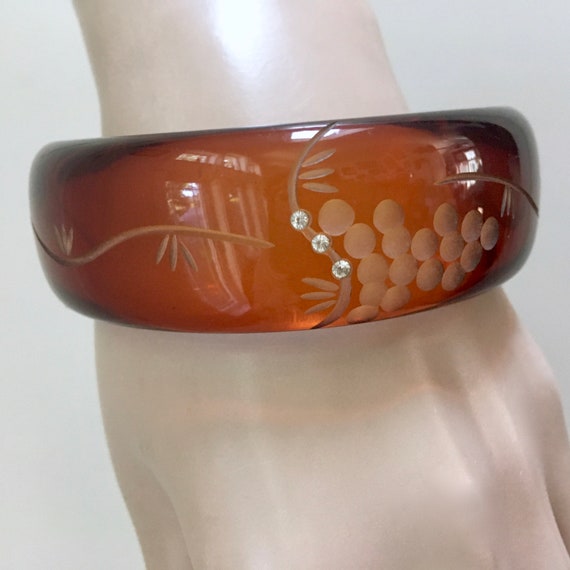 Carved Grapes Apple Juice Bangle Bracelet – Honey… - image 5