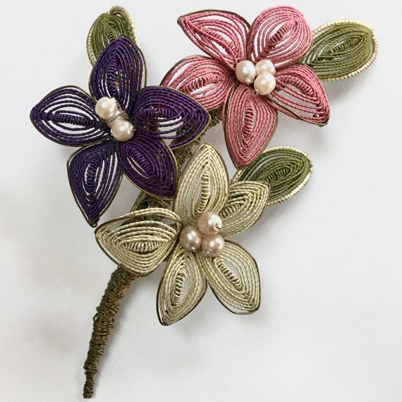 Floral Corsage Brooch – Delicate Hand Wired Pastel