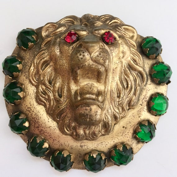 BEN MELTZER Large Brass Repousse Roaring Lion Dre… - image 1