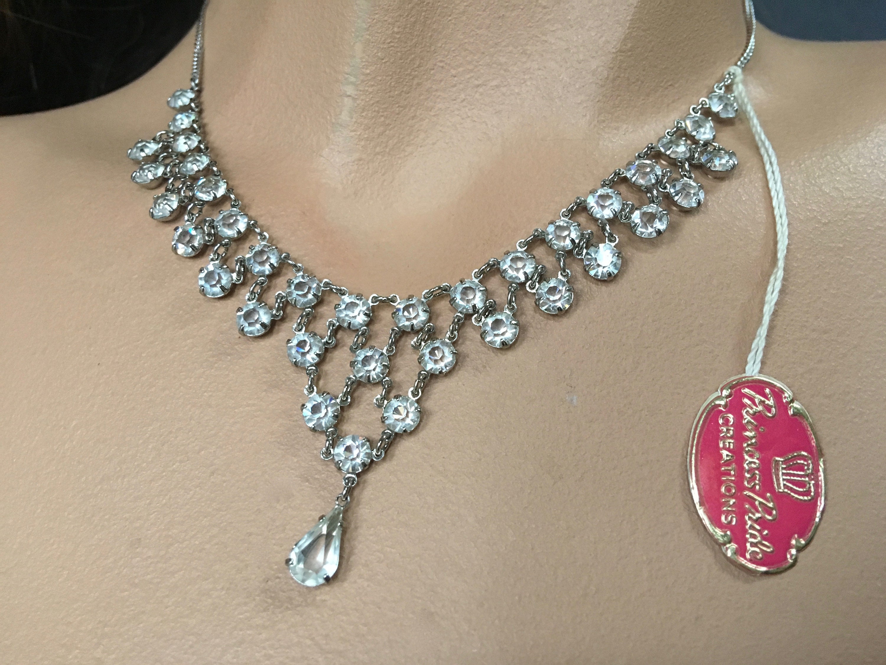 Princess Pride Creations Crystal Fringe Necklace Clear Bezel | Etsy