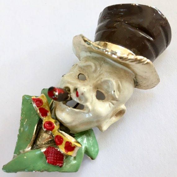 Figural WC Fields Brooch – Large Enamel Clown Man… - image 4