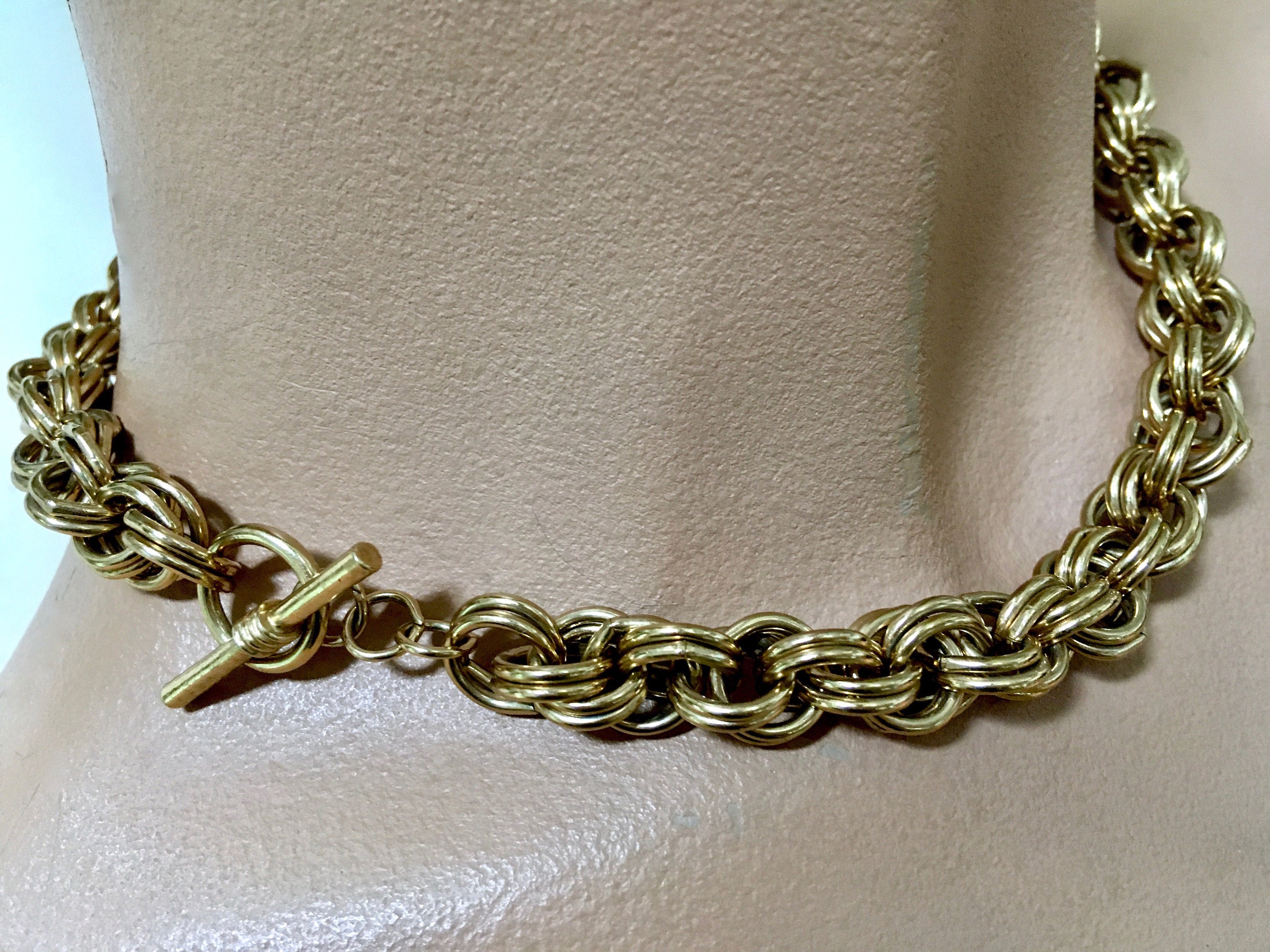AVON Gold Plate Toggle Chain Necklace Heavy Thick Links | Etsy
