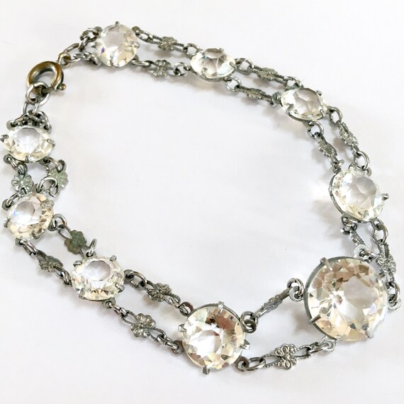 Antique Art Deco Bezel Set Rock Crystal Bracelet … - image 6