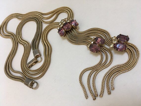 Amethyst Rhinestone Foxtail Tassel Chain Festoon N
