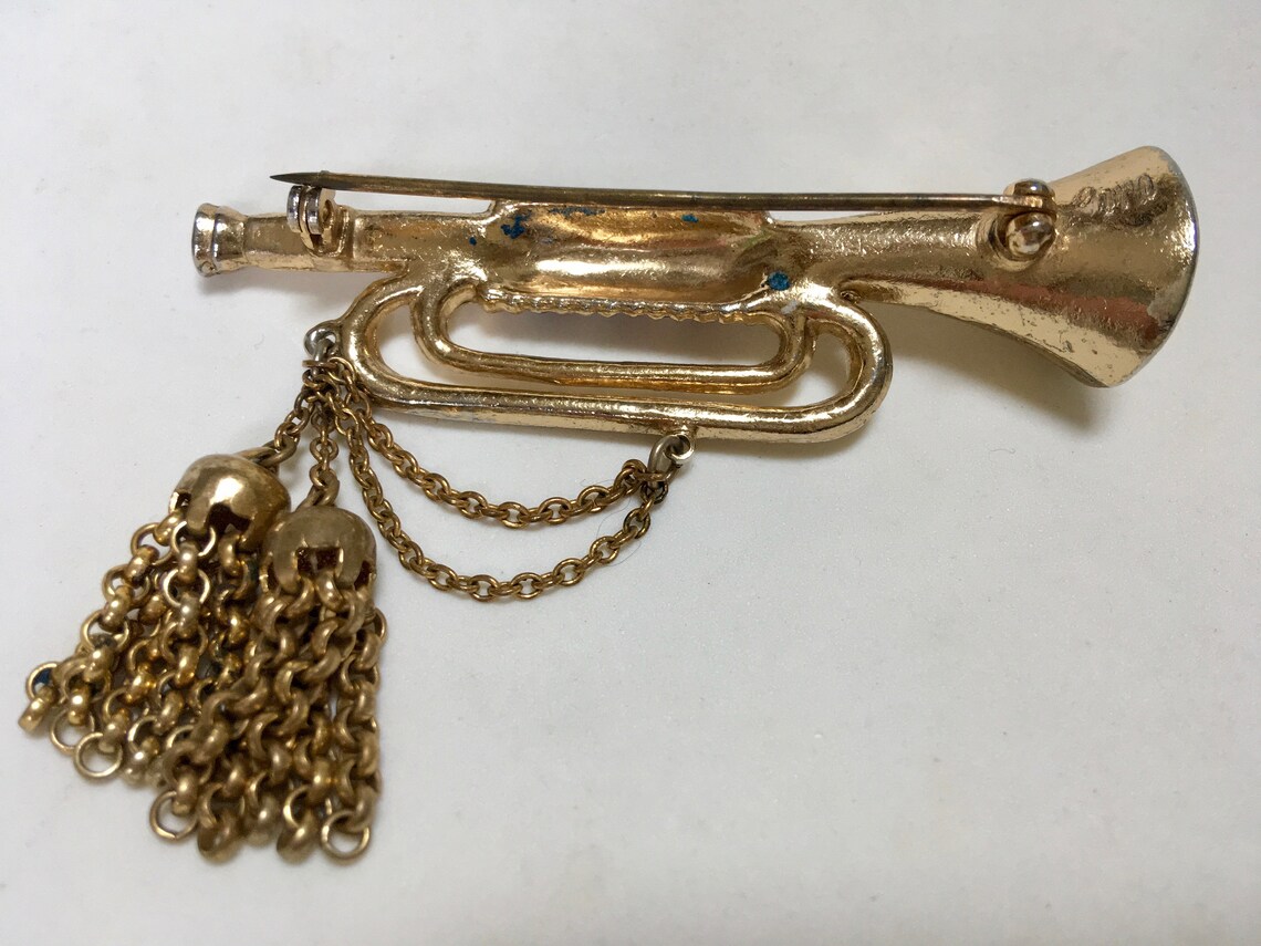 Bugle Brooch Figural Patriotic Jewelry Vintage Signed Coro Etsy
