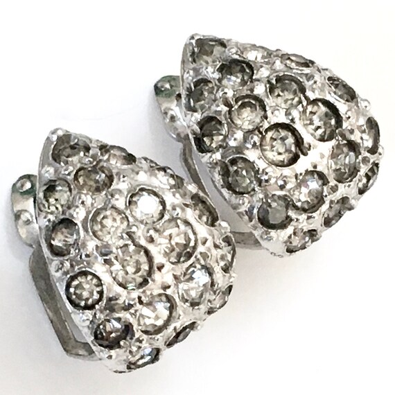 Coro Pavé Rhinestone Clip Earrings – Early Script… - image 4