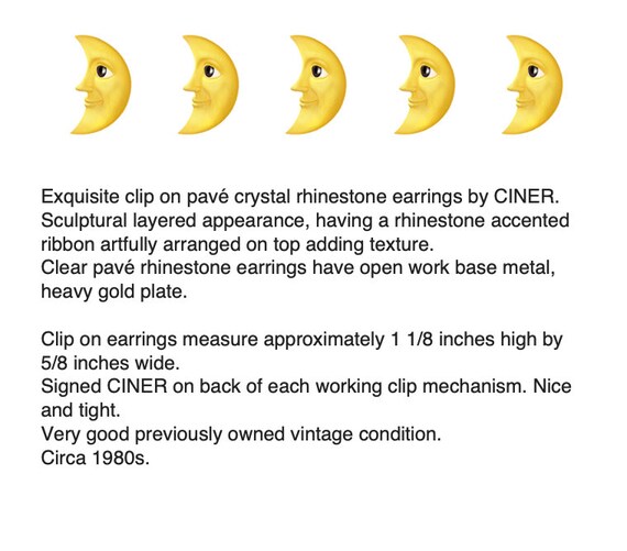 CINER Pavé Crystal Rhinestone Clip On Earrings – … - image 2