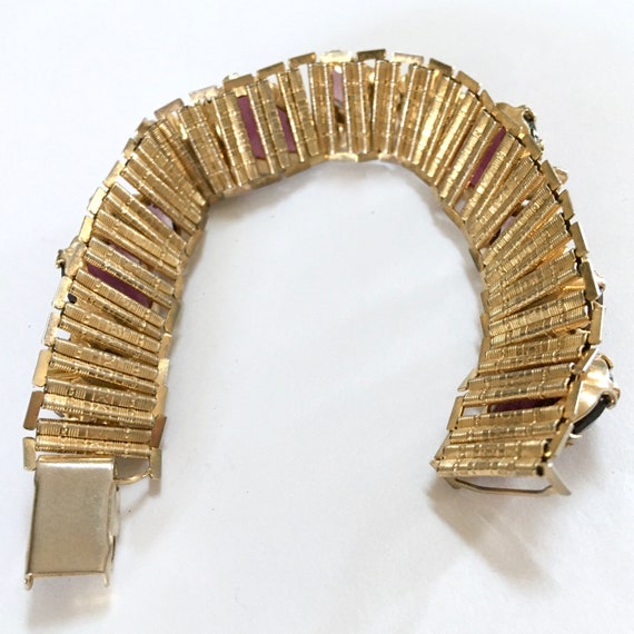 Purple Rhinestone Book Chain Bracelet – Gold Tone… - image 6