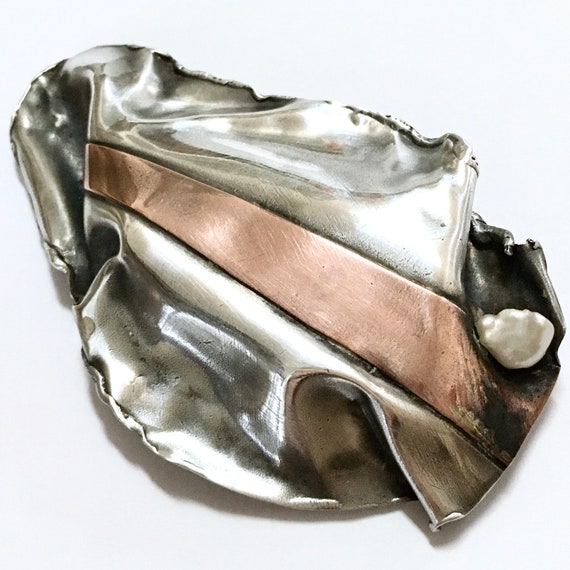 Avante-Garde Sterling Brooch – Large Silver Abstr… - image 6