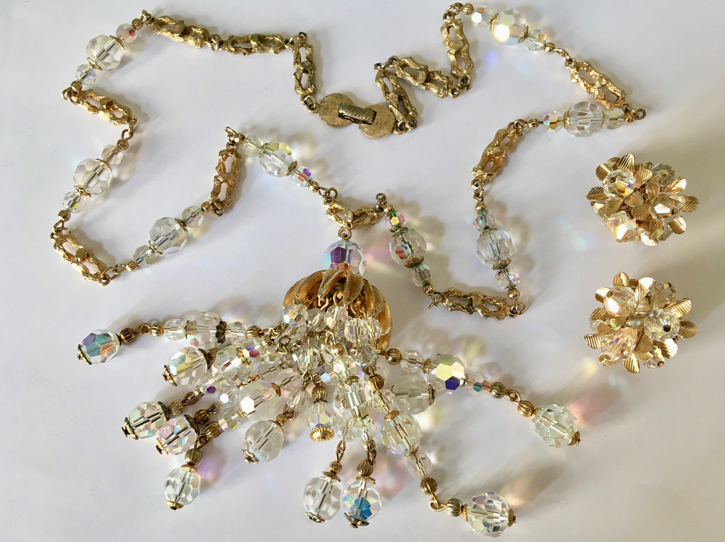 Vendome Crystal Necklace Cluster 