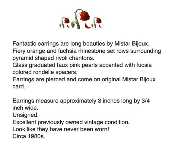 Mistar Bijoux Watermelon Rivoli Rhinestone Long P… - image 2