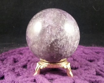 Lepidolite Sphere Crystal Ball 60mm Stones Carved Crystals Polished Sparkly Purple lithium mica carving Choose your stand