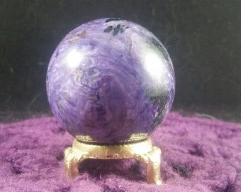 Charoite Sphere Crystals Russian Stones Purple Crystal Ball Polished Marble 50mm choose your stand RARE Russia