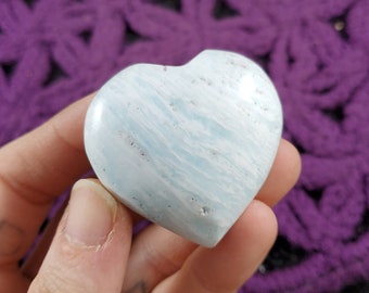 Caribbean Calcite Heart Crystals Magick Stones New Find Starseed polished Carving Pakistan Pale Blue Aragonite Carved Heart Shaped Rock