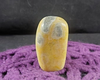 Bumblebee Jasper Freeform Crystal Stones Free form Crystals Polished Yellow Orange gold gray striped bumble bee carving self standing