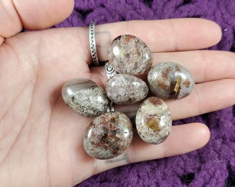 6 Lodolite Quartz Tumbled Stones Layered Garden Quartz Chlorite Scenic Phantom Crystal Grid Set Parcel Stone Polished