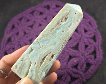 Blue Aragonite Polished Point Obelisk Crystals Magick Stones New Find Starseed Vugs Blue Pakistan