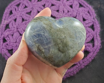 Labradorite Heart Large Crystal Stones Crystals Flash rainbow blue carving carved shape rock