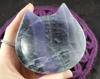 Fluorite Carved Cat Offering Bowls Fluorite Carved Cat Offering Bowls