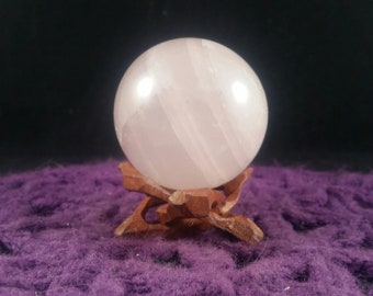 Rose Quartz Sphere Polished Healing Stones 52mm Crystal Ball Carving pink Madagascar quartz Choose your Stand