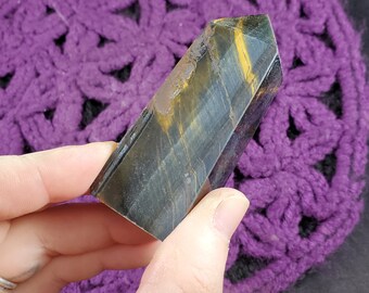 Blue Tiger Eye Polished Point Healing Stones Tower Crystal Self Standing Obelisk Crystal Flash Tigers Eye Blue Gold