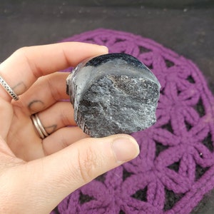 Lustrous Black Tourmaline Crystal Polished Top Self Standing Stones India Indian Schorl