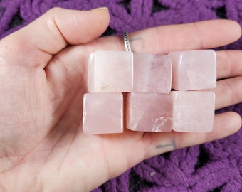 6 Rose Quartz Tumbled Cubes Crystal Stones Crystals Pink Sacred Geometry Shapes Gridding Lot Parcel Bulk