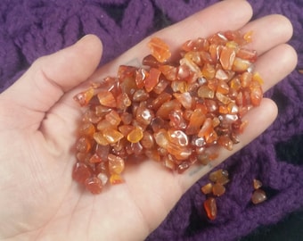50g Carnelian Tumbled Chips Stones Polished Crystals small tiny chips pebbles bulk gridding parcel wholesale xs roller ball vial
